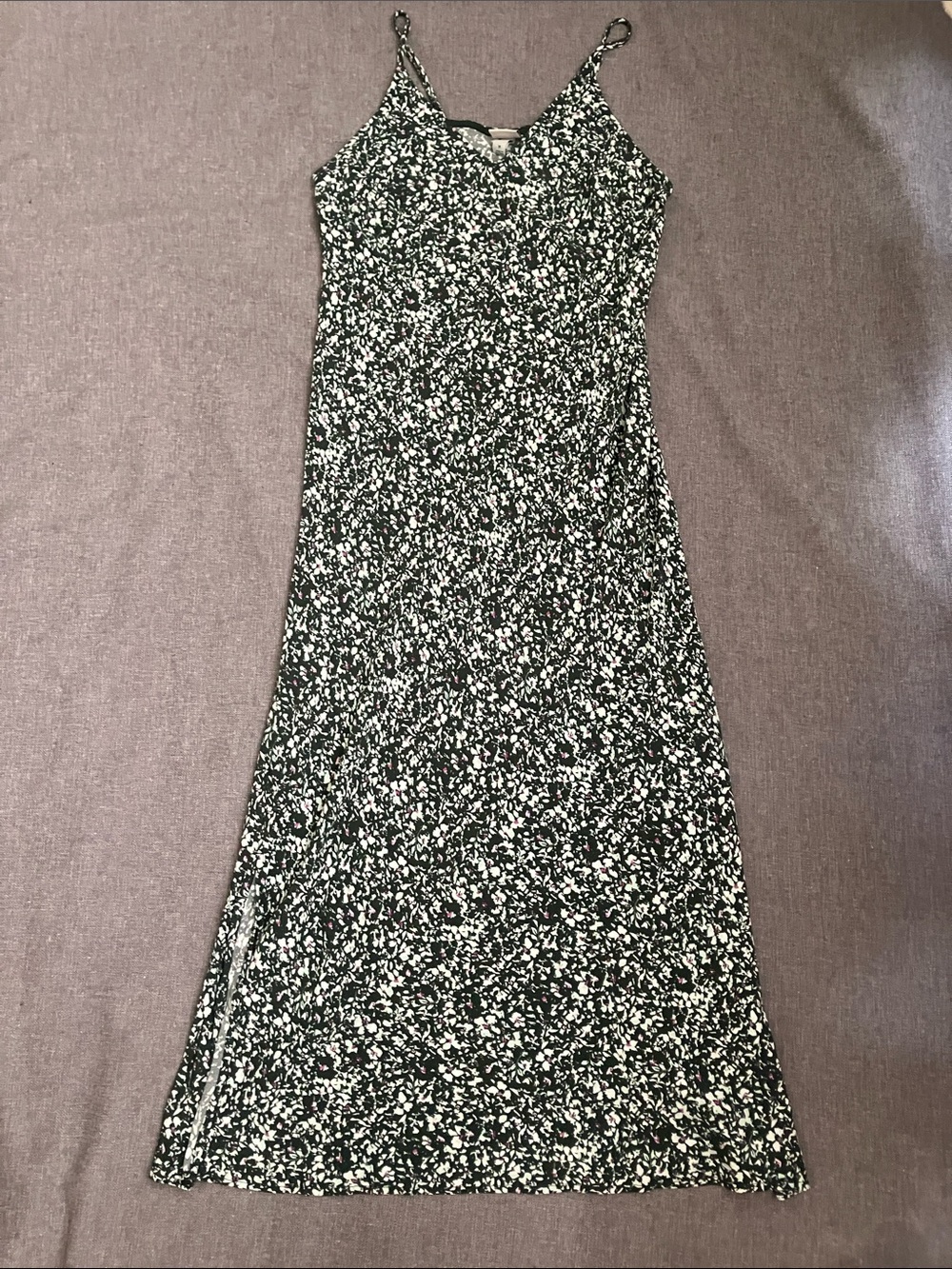 Women’s Long Green Print Slip Dress Size M Straps A New Day
